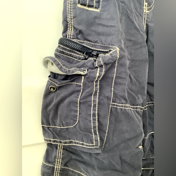 Mini Boden Zip-off Cargos (pants or shorts) Navy w/ grey. Purposely distressed. - Picture 5 of 8